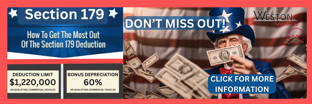 Year end tax savings wiht Section 179 at Weston Nissan, 3650 Weston Rd, Davie, FL